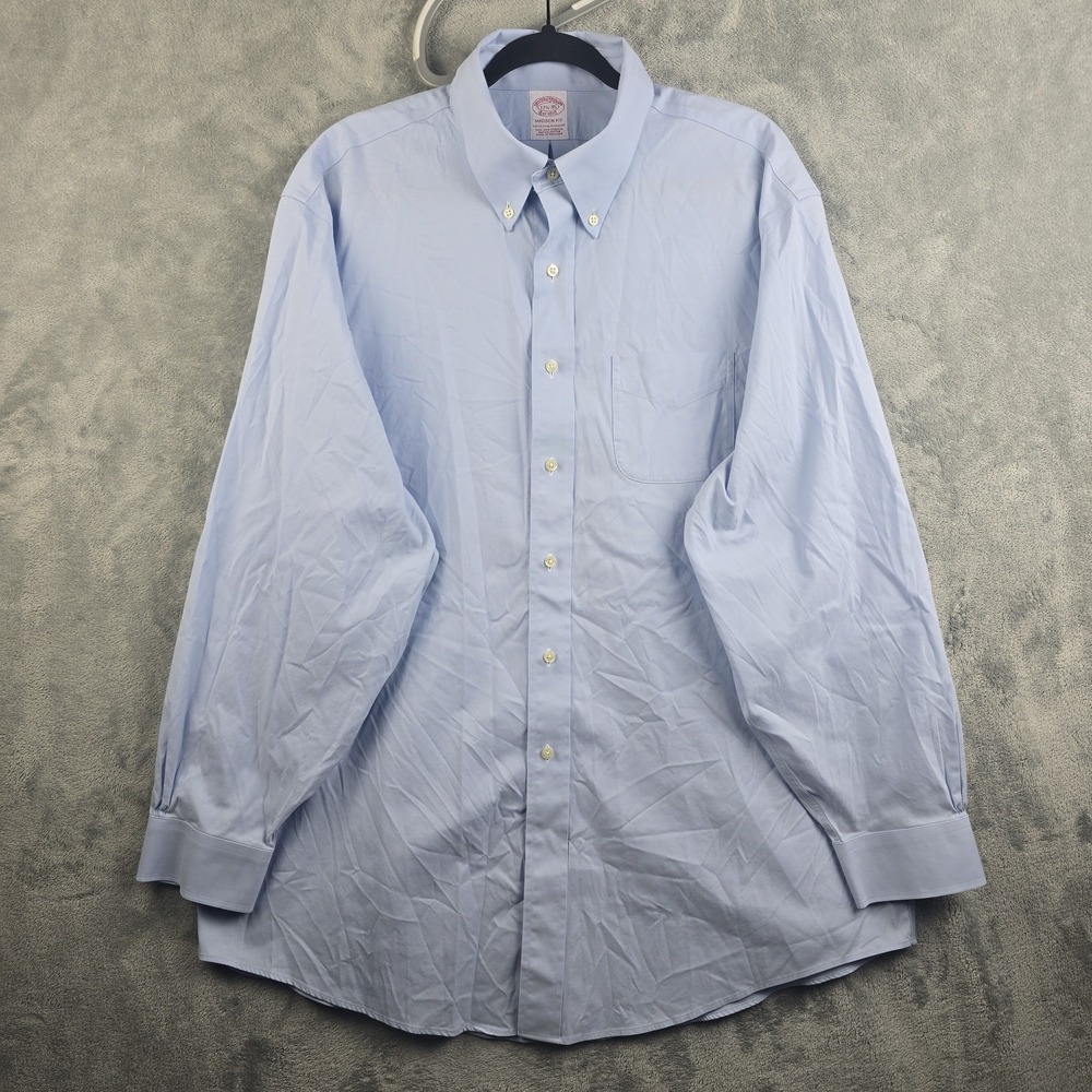 Brooks Brothers Dress Shirt Mens 17.5-5 Blue Madison Fit Button Down Business